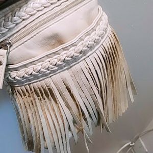 Claire's Beige Fringed  Crossbody Handbag Purse